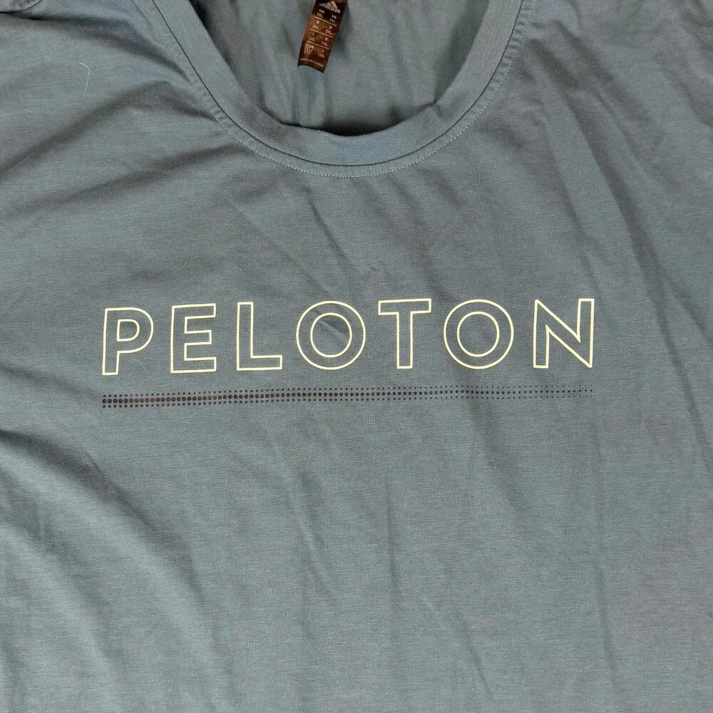 adidas Training x Peloton T-Shirt Mens L Blue Sportswear Athleisure Relaxed Logo